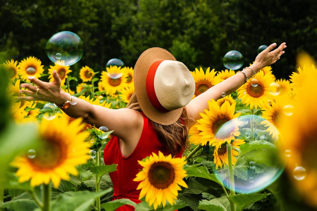 Photo by Andre Furtado: https://www.pexels.com/photo/woman-wearing-straw-hat-standing-in-bed-of-sunflowers-1263985/